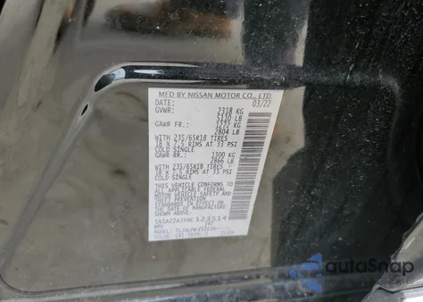 2022 Nissan Murano S Fwd z USA, uszkodzony, nr VIN 5N1AZ2AJXNC123514